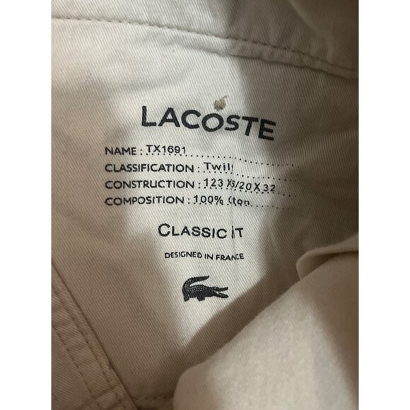 Lacoste Mens Classic Fit Beige Twill Cotton Shorts Size 46 - Picture 2 of 5